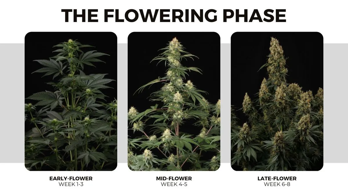 A breakdown of the cannabis flowering stage.